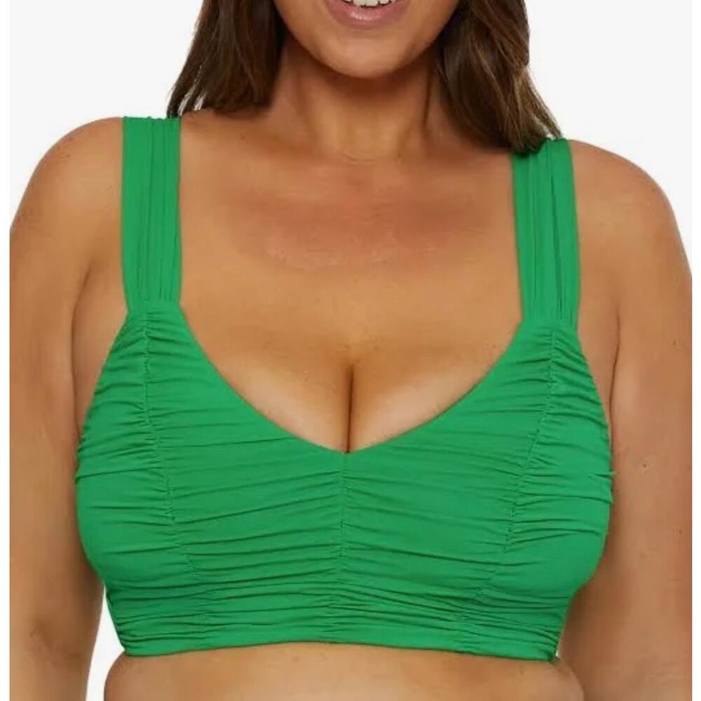 BECCA Green Ruched One-Piece Swim Top